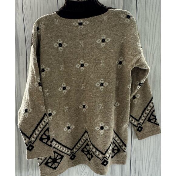 Vintage 1990s USA Acrylic Oversized Sweater Snowflake Winter Size Medium r1 - Picture 2 of 7